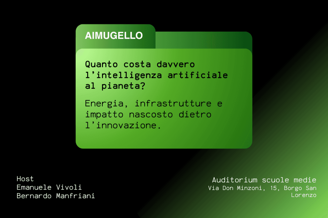Immagine di copertina per L’impatto ambientale dell’Intelligenza Artificiale: a Borgo San Lorenzo un incontro per capire cosa c’è dietro l’AI su Mugello